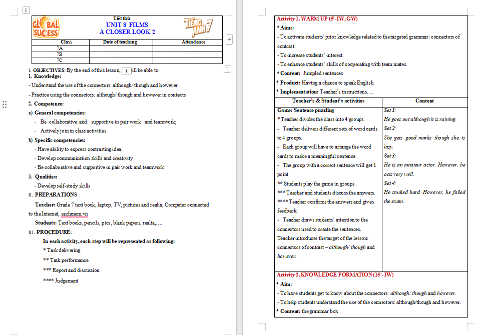 PowerPoint Tiếng Anh 7 Unit 8: A Closer Look 2