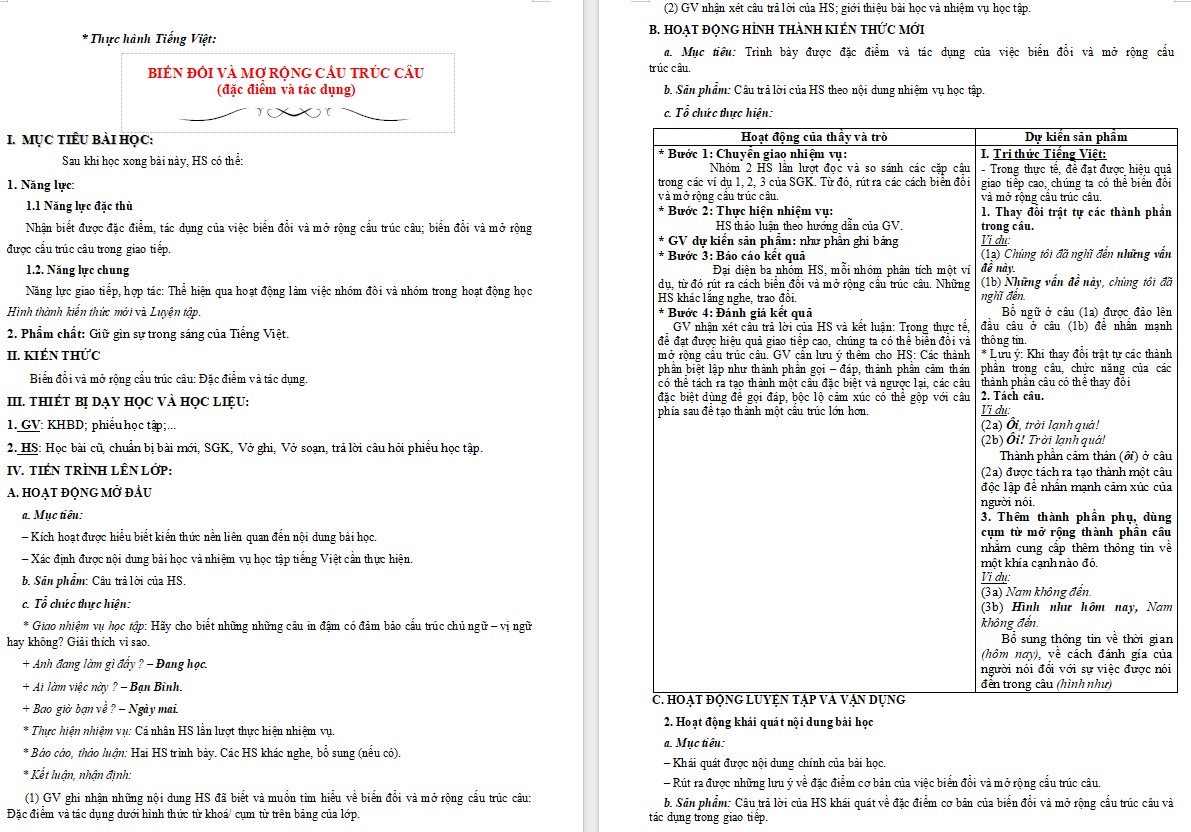 Giáo án Bài Thực hành tiếng Việt trang 104 Ngữ văn 9 CTST