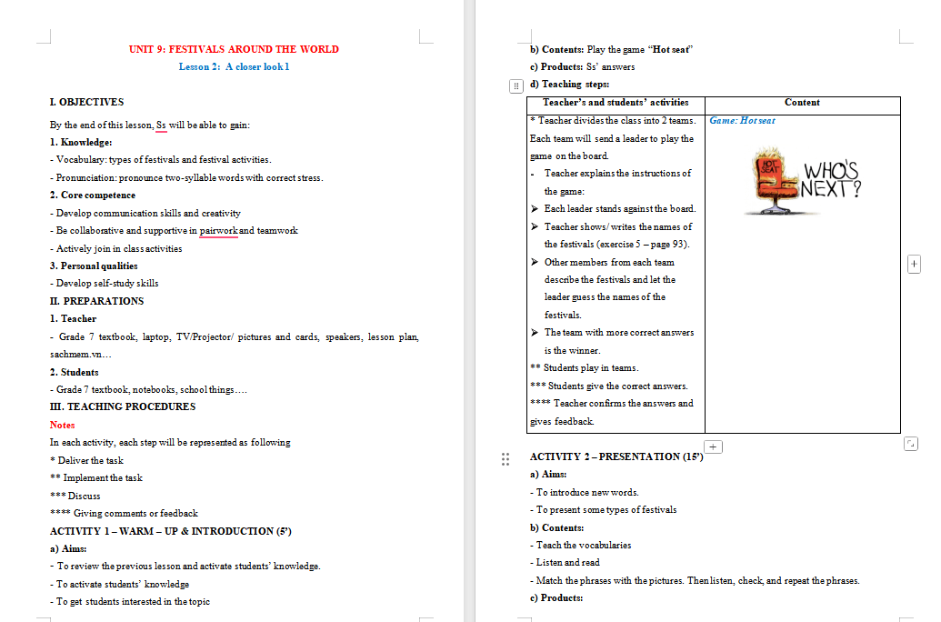 PowerPoint Tiếng Anh 7 Unit 9: A Closer Look 1
