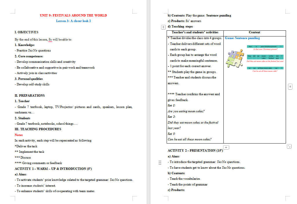 PowerPoint Tiếng Anh 7 Unit 9: A Closer Look 2