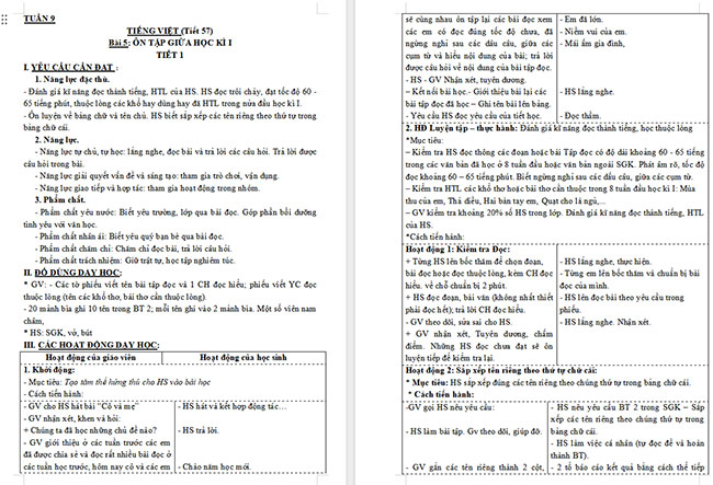 Giáo án Tiếng Việt 3 Ôn tập giữa học kì I (Tiết 1)
