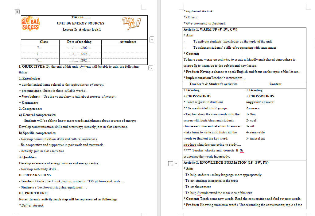 PowerPoint Tiếng Anh 7 Unit 10: A Closer Look 1