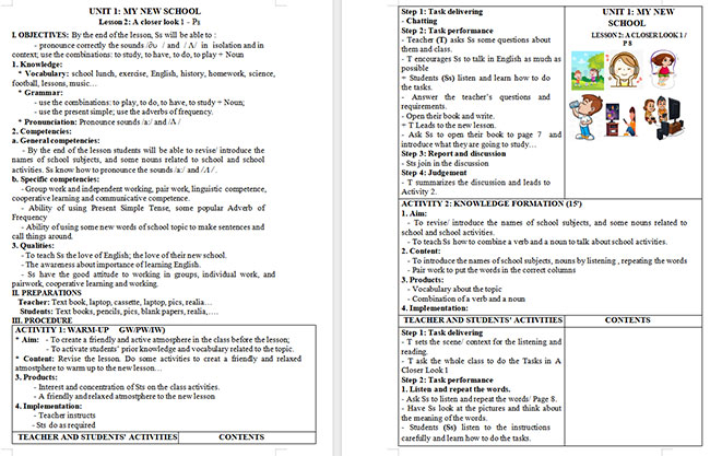 Giáo án Tiếng Anh 6 Unit 1: A Closer Look 1