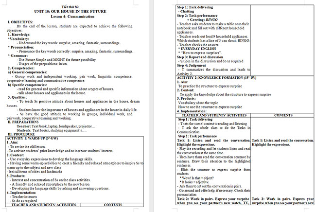 Giáo án Tiếng Anh 6 Unit 10: Communication