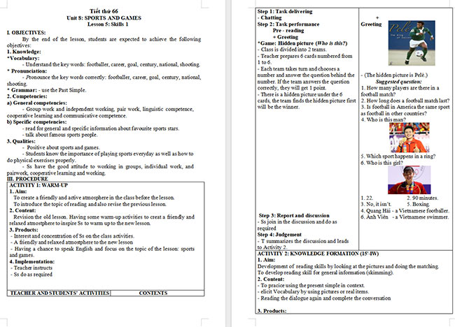 Giáo án Tiếng Anh 6 Unit 8: Skills 1
