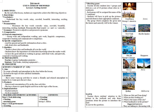 Giáo án Tiếng Anh 6 Unit 9: Getting Started