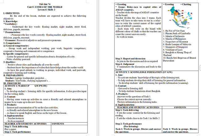 Giáo án Tiếng Anh 6 Unit 9: Skills 2