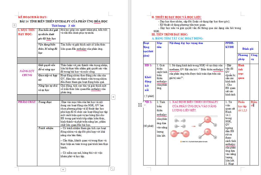 Tính biến thiên enthalpy của phản ứng hóa học