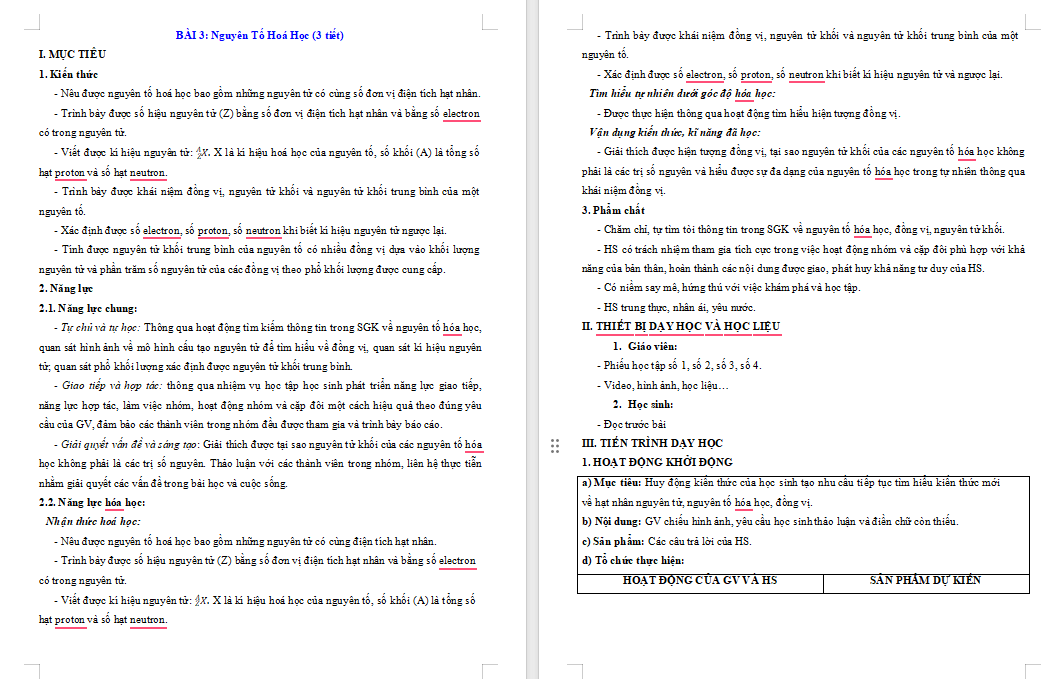 Hóa học 11 Bài 3: Nguyên tố hóa học