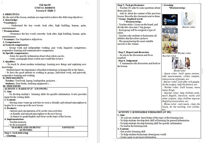 Giáo án Tiếng Anh 6 Unit 12: Skills 2