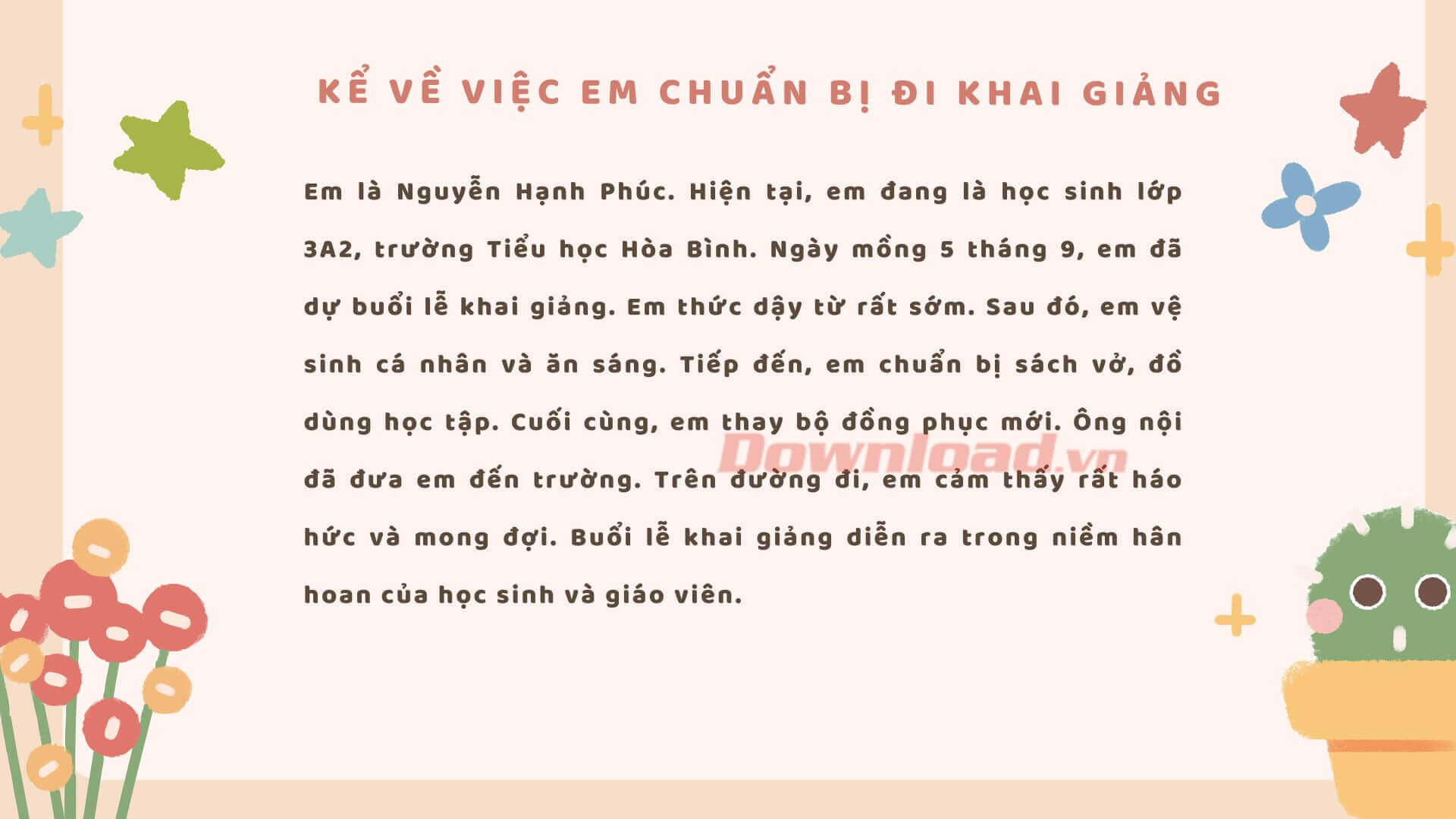 Kể về việc em chuẩn bị đi khai giảng