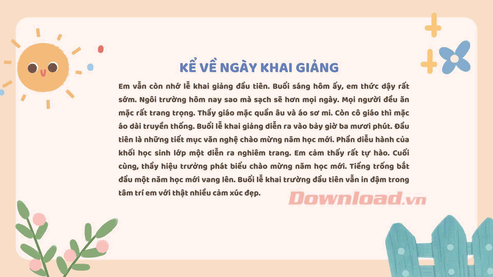 Kể về ngày khai giảng năm học mới ở trường em