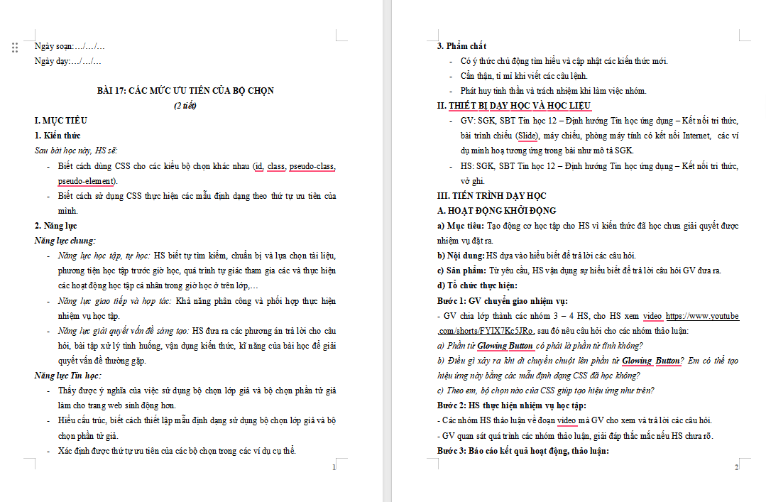 Các mức ưu tiên của bộ chọn