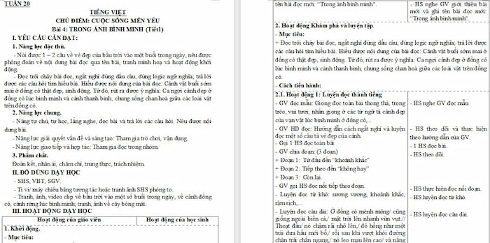 Giáo án Tiếng Việt 4: Trong ánh bình minh