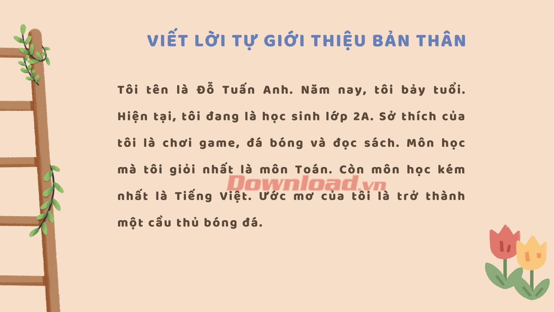 Viết lời tự giới thiệu bản thân, sử dụng mẫu câu Ai là gì