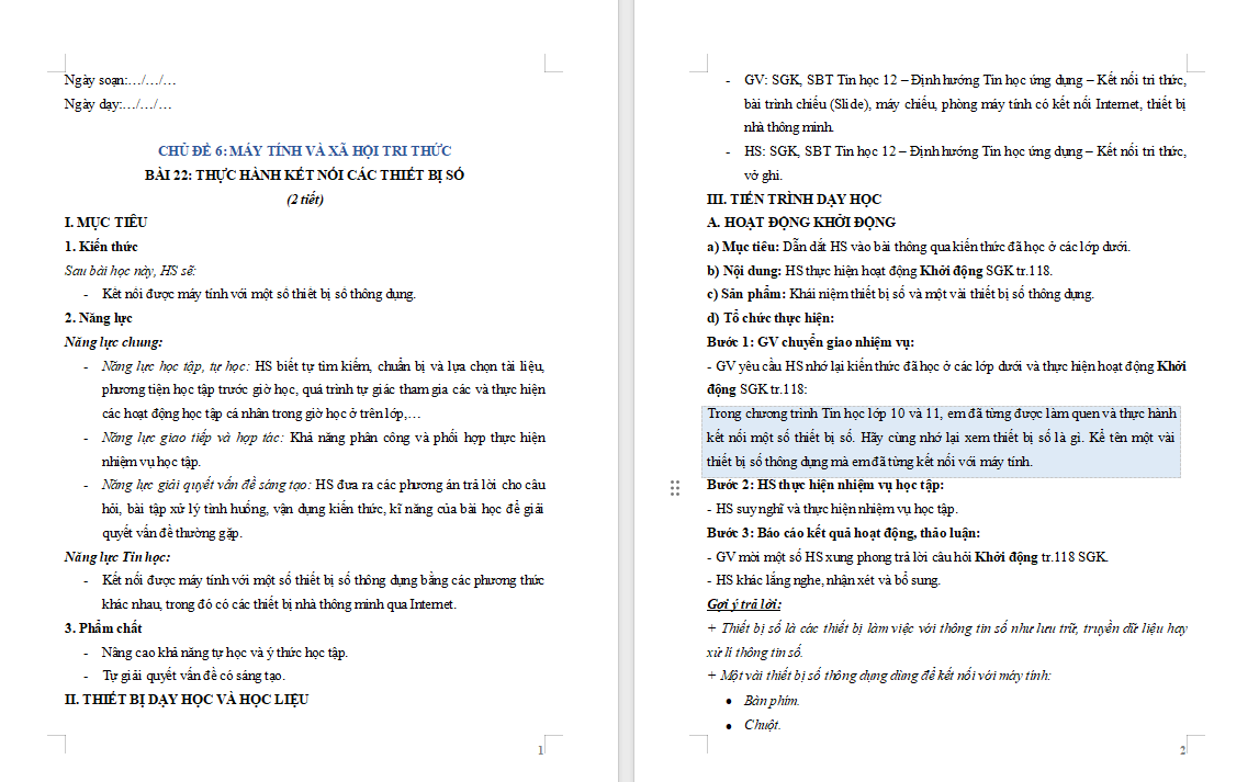 Thực hành kết nối các thiết bị số