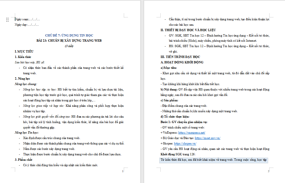 Chuẩn bị xây dựng trang web