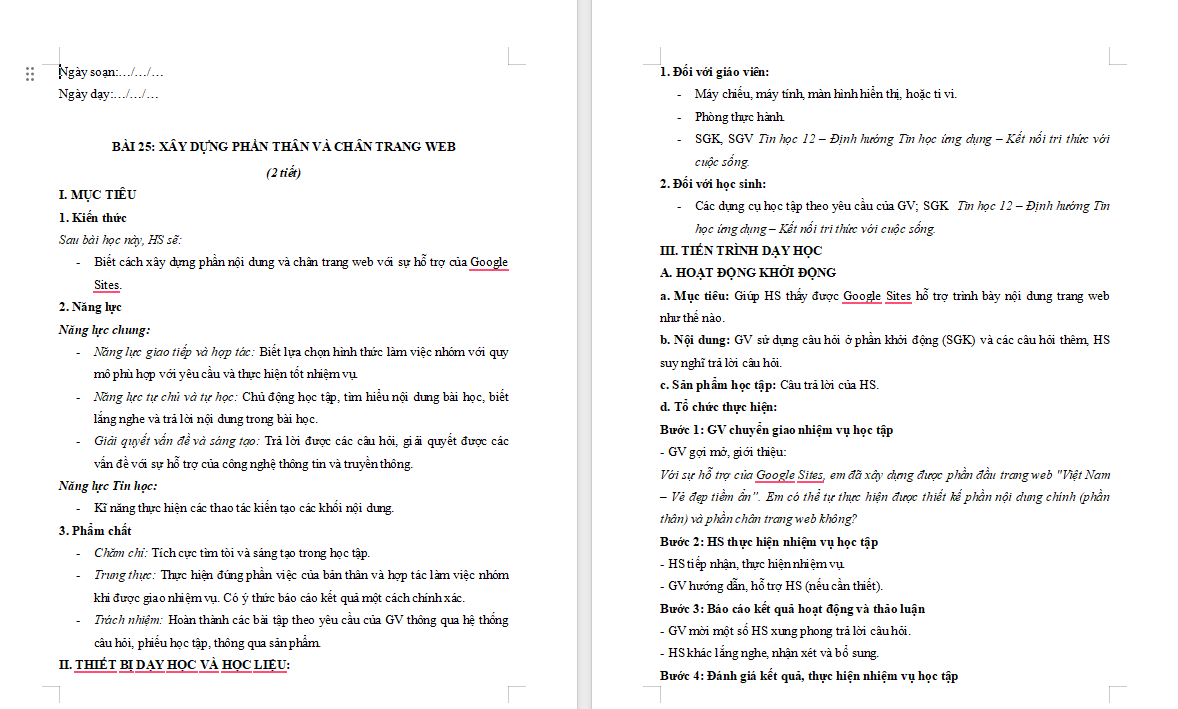 Xây dựng phần thân và chân trang Web