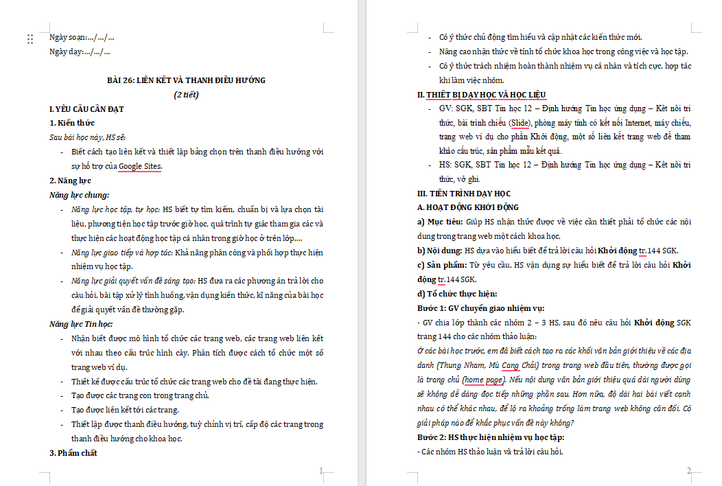 Liên kết và thanh điều hướng