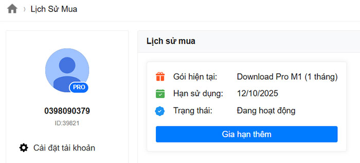 Đăng nhập tài khoản
