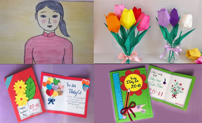Trưng bày, giới thiệu các sản phẩm thể hiện lòng biết ơn thầy cô