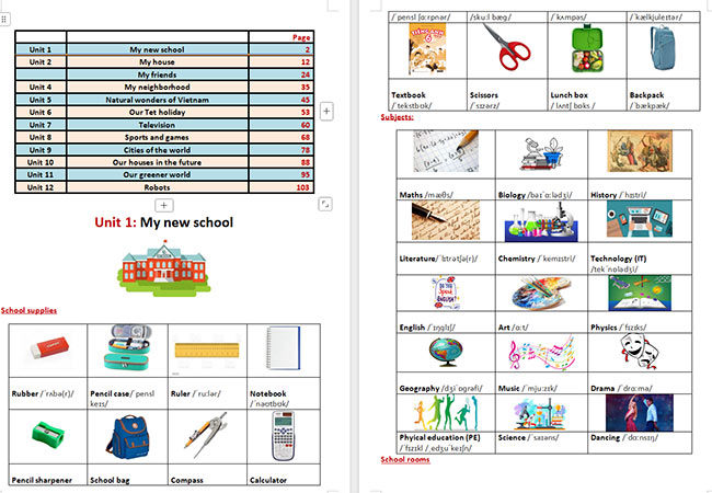 Bài tập hỗ trợ từ vựng Tiếng Anh 6 Global Success