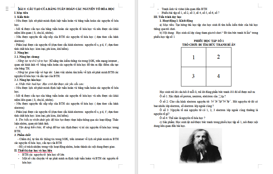 Cấu tạo của bảng tuần hoàn các nguyên tố hóa học