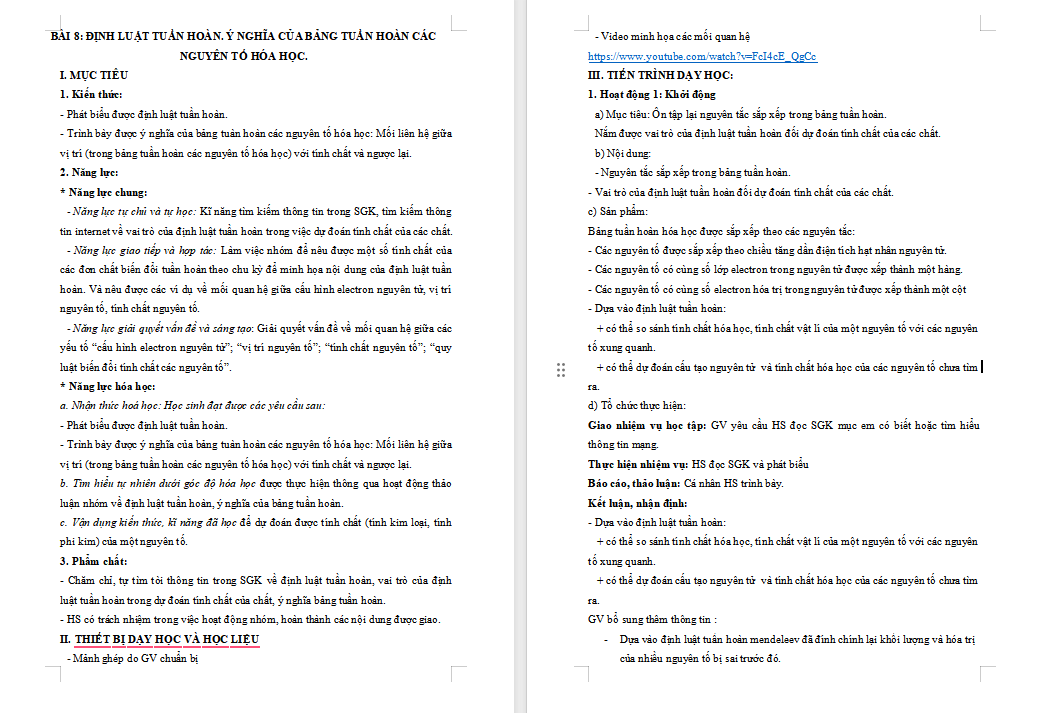 Giáo án PowerPoint Hóa học 10 Bài 8