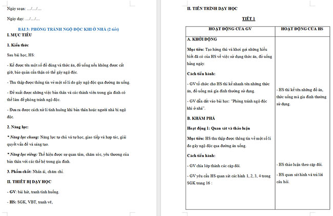 Giáo án Tự nhiên và xã hội 2 Bài 3: Phòng tránh ngộ độc khi ở nhà
