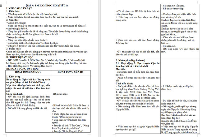 Giáo án Đạo đức 3 Bài 3: Em ham học hỏi