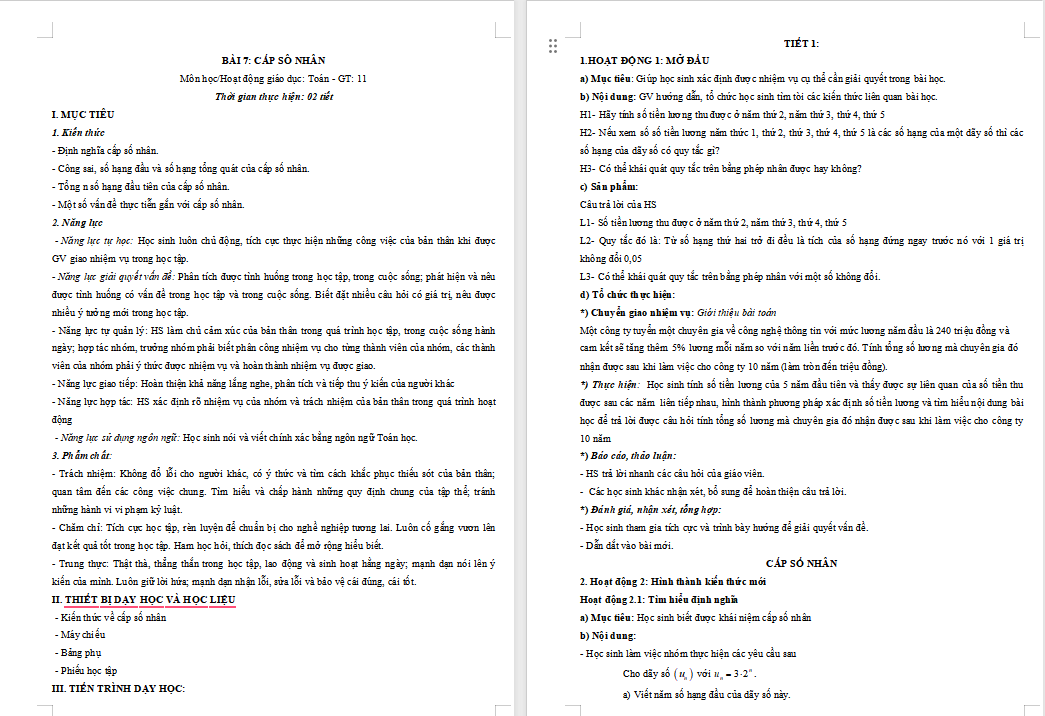 Giáo án Toán 11 Bài 7 Kết nối tri thức