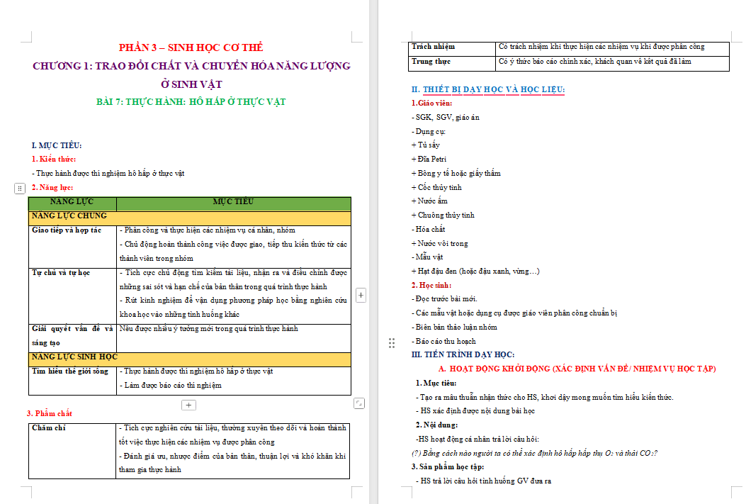 PowerPoint Sinh học 11 Bài 7: Thực hành Hô hấp ở thực vật