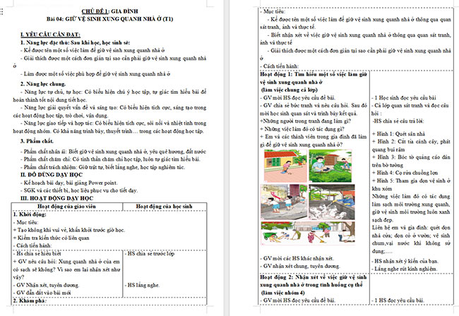 Giáo án Tự nhiên và xã hội 3 Giữ vệ sinh xung quanh nhà ở