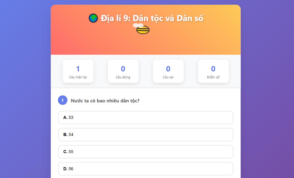 Game tương tác Địa lí 9 Kết nối tri thức