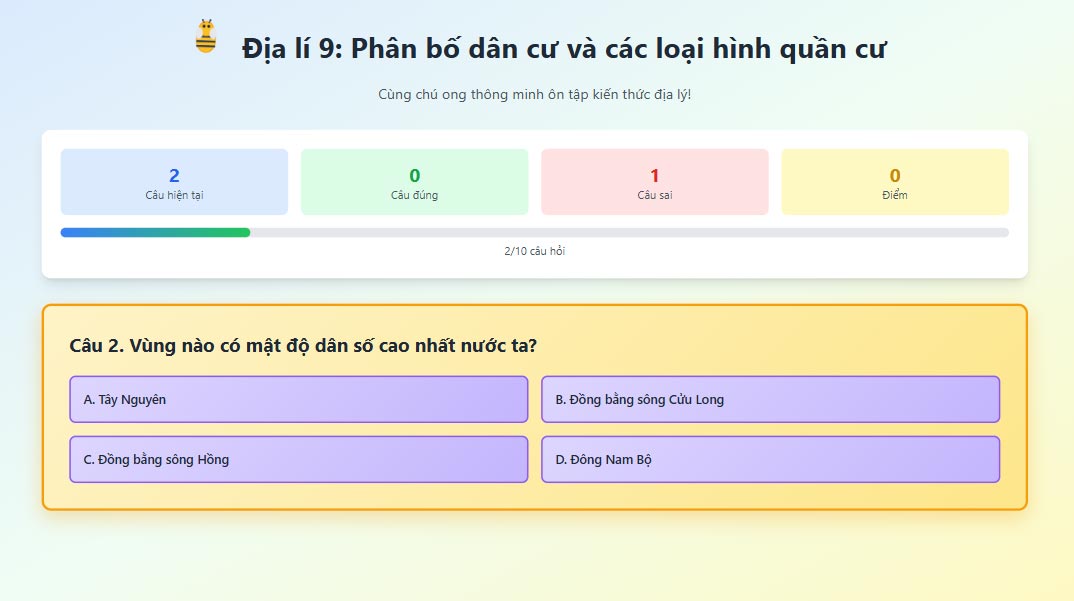 Game tương tác Địa lí 9 Kết nối tri thức
