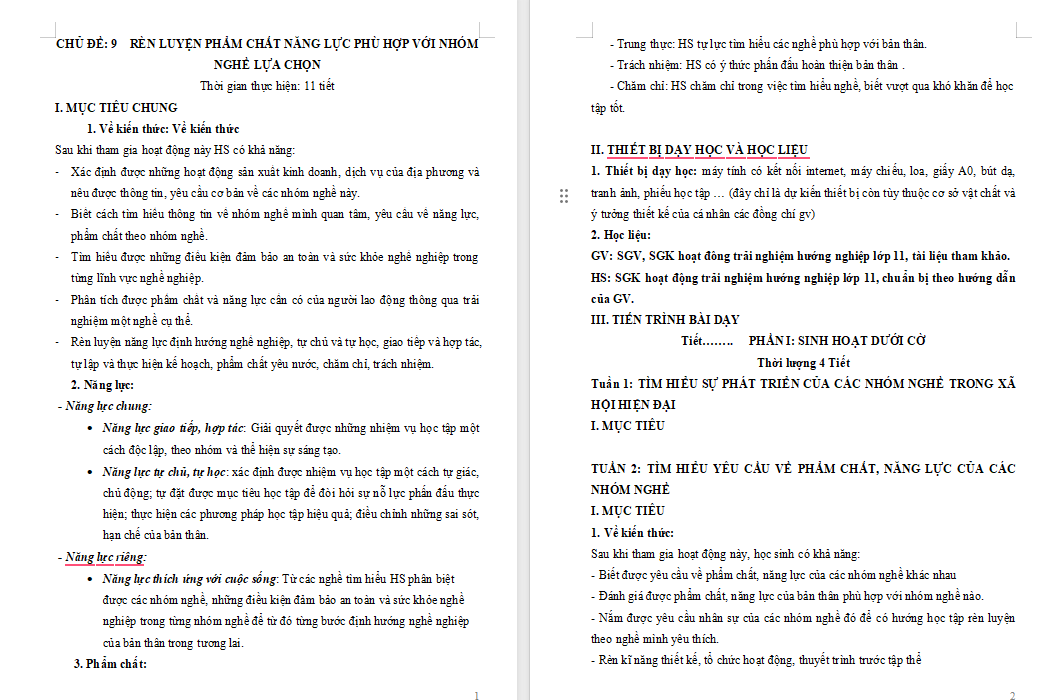 Rèn luyện phẩm chất năng lực phù hợp với nhóm nghề lựa chọn