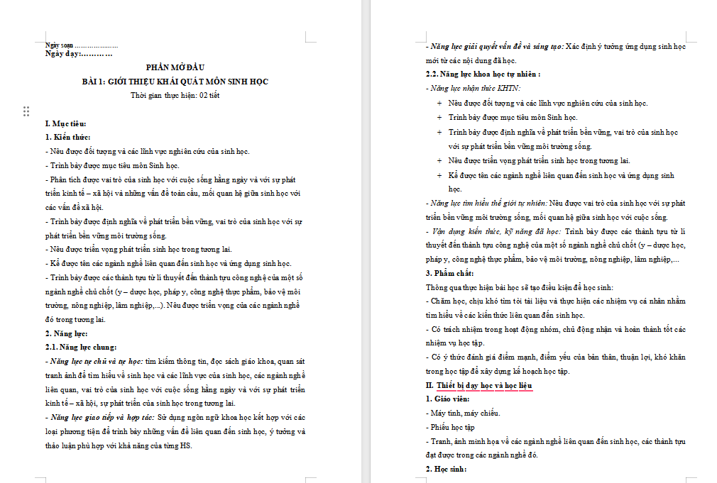 Giáo án PowerPoint Sinh học 10 Bài 1 Kết nối tri thức