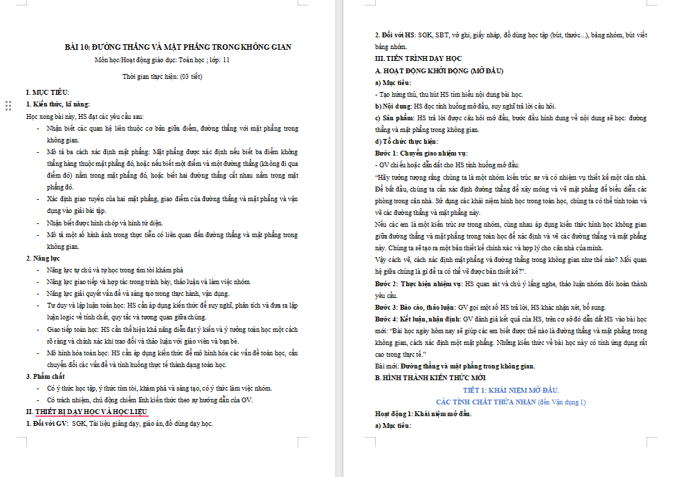 Giáo án Toán 11 Bài 10 Kết nối tri thức