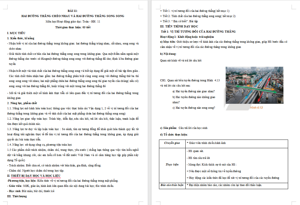 Giáo án Toán 11 Bài 11 Kết nối tri thức