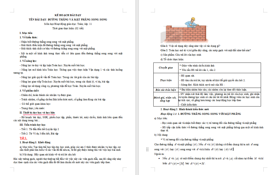 Giáo án Toán 11 Bài 12 Kết nối tri thức