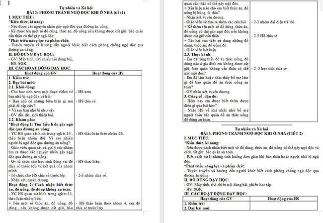 Giáo án Tự nhiên và xã hội 2 Bài 3: Phòng tránh ngộ độc khi ở nhà
