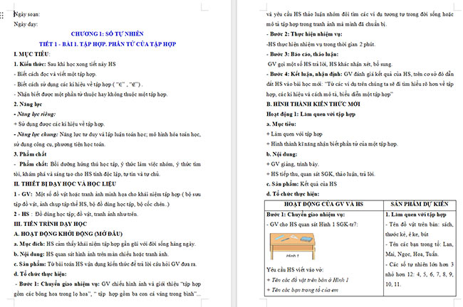 Giáo án Toán 6 Bài 1: Tập hợp, Phần tử của tập hợp