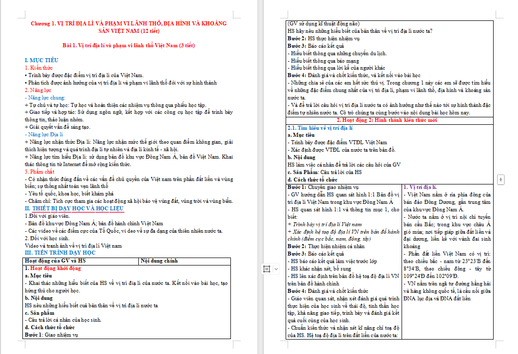  Giáo án Địa lí 8 Bài 1 Kết nối tri thức