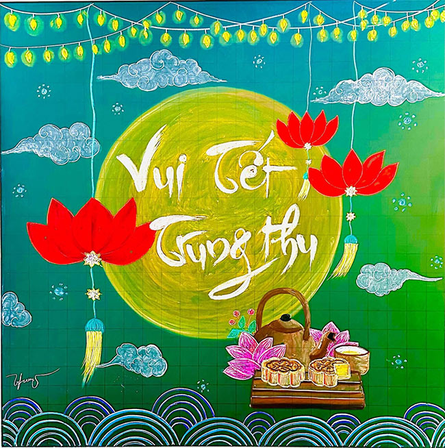 Mẫu Trang trí bảng lớp Tết Trung thu