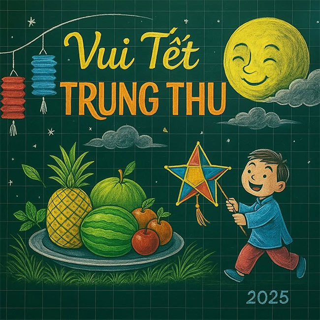 Trang trí bảng lớp Tết Trung thu 2025