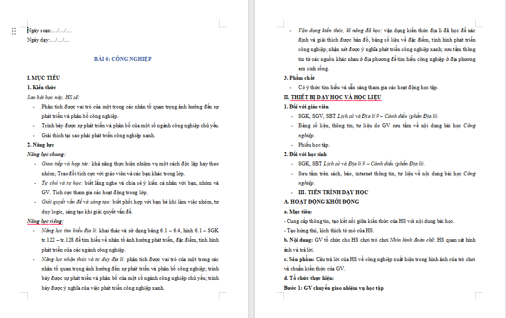 Giáo án PowerPoint Địa lí 9 Cánh diều Bài 6