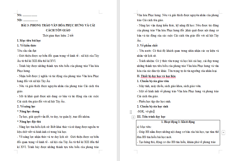 Phong trào văn hóa Phục hưng và cải cách tôn giáo