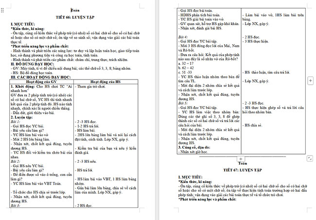 Giáo án Toán 2 Bài 24: Luyện tập chung