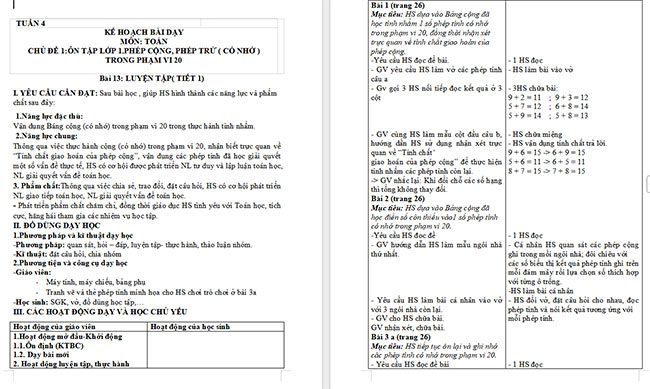 Giáo án Toán 2 Luyện tập trang 26