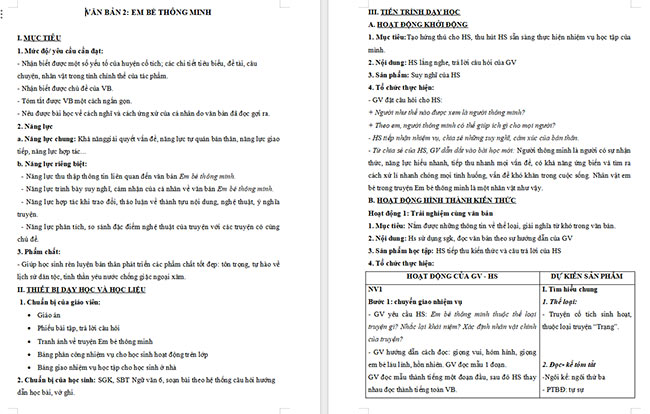 Giáo án Văn 6 Bài 2: Em bé thông minh